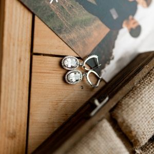 18K White Gold Oval Diamond Halo Earrings